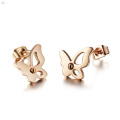 Fashion Rose Gold aushöhlen Edelstahl Tier Schmetterling Flügel Ohrringe